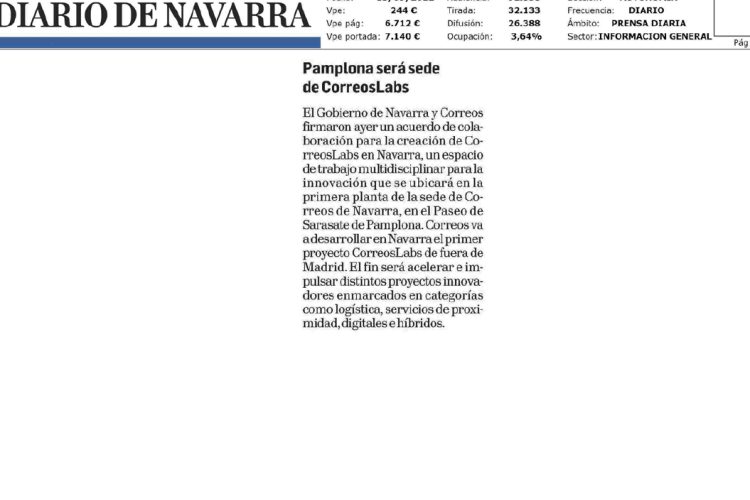 Fotografía del pantallazo de la noticia en la edición impresa del Diario de Navarra