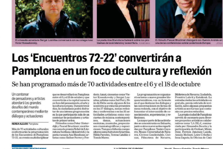 Fotografía del pantallazo de la noticia en la edición impresa del Diario de Navarra