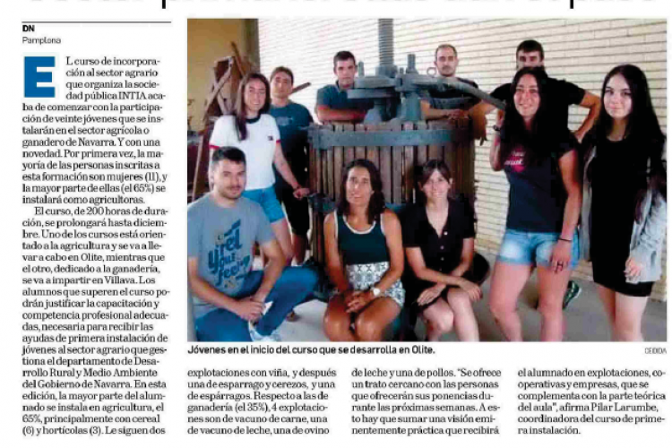 Fotografía del pantallazo de la noticia en la edición impresa del Diario de Navarra