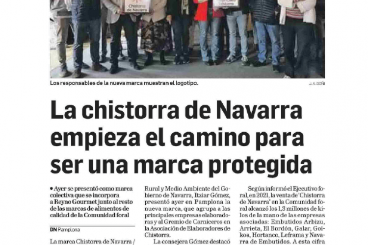 Fotografía del pantallazo de la noticia en la edición impresa del Diario de Navarra