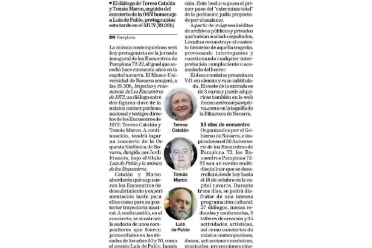 Fotografía del pantallazo de la noticia en la edición impresa del Diario de Navarra