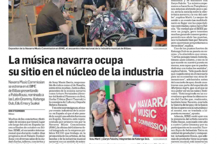 Fotografía del pantallazo de la noticia en la edición impresa del Diario de Navarra