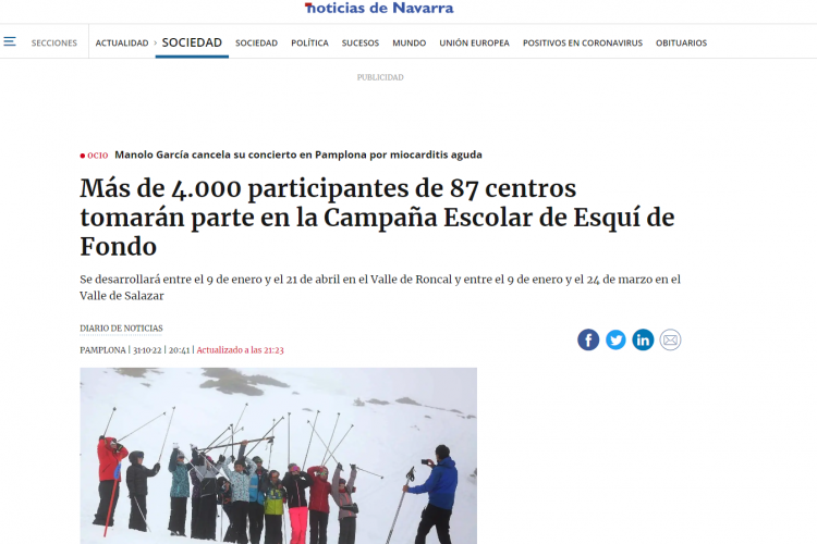 Fotografía del pantallazo de la noticia en la edición online del Diario de Noticias