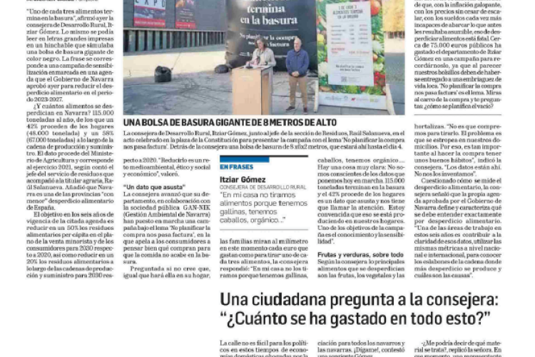 Fotografía del pantallazo de la noticia en la edición impresa del Diario de Navarra
