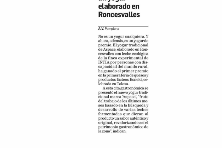 Fotografía del pantallazo de la noticia en la edición impresa del Diario de Navarra