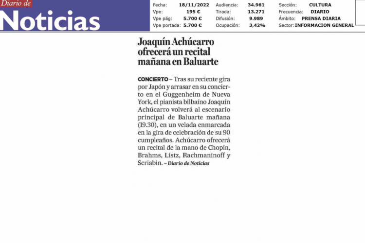 Fotografía del pantallazo de la noticia en la edición impresa del Diario de Noticias
