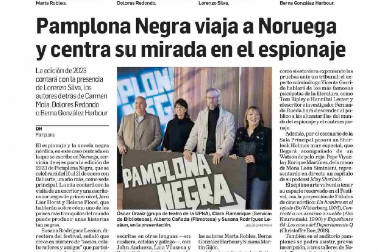 Fotografía del pantallazo de la noticia en la edición impresa del Diario de Navarra
