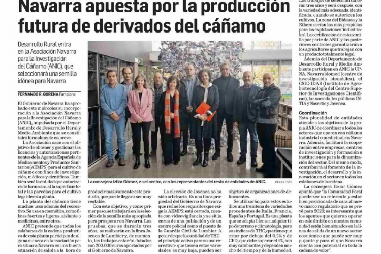 Fotografía del pantallazo de la noticia en la edición impresa del Diario de Navarra