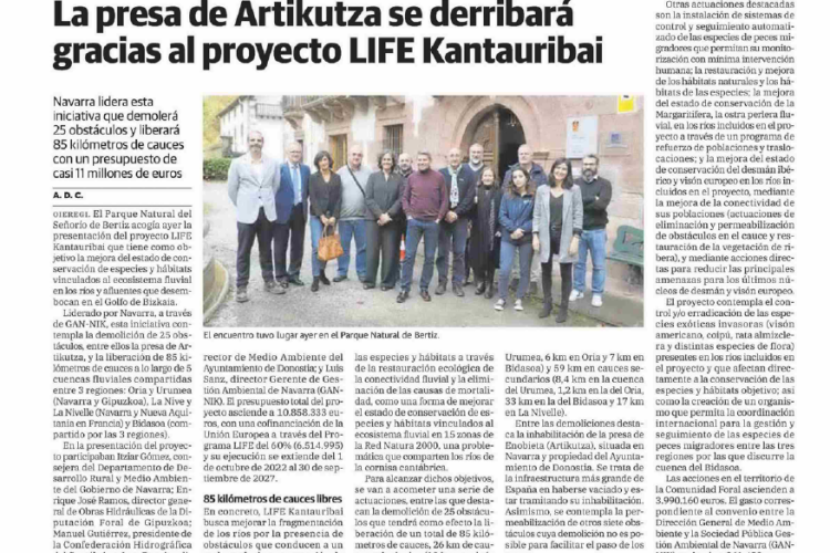 Fotografía del pantallazo de la noticia en la edición impresa del Diario Vasco