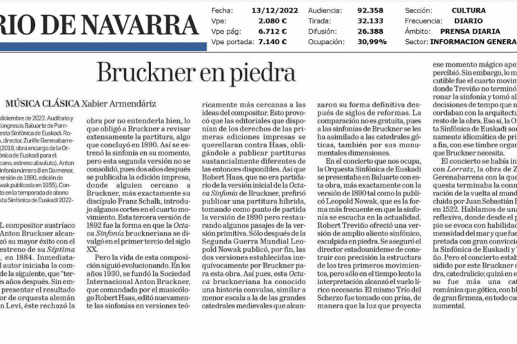 Fotografía del pantallazo de la noticia en la edición impresa del Diario de Navarra