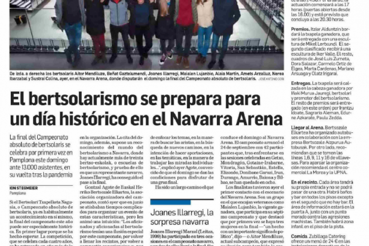Fotografía del pantallazo de la noticia en la edición impresa del Diario de Navarra