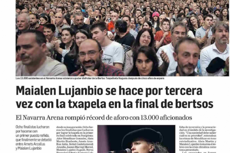 Fotografía del pantallazo de la noticia en la edición impresa del Diario de Navarra