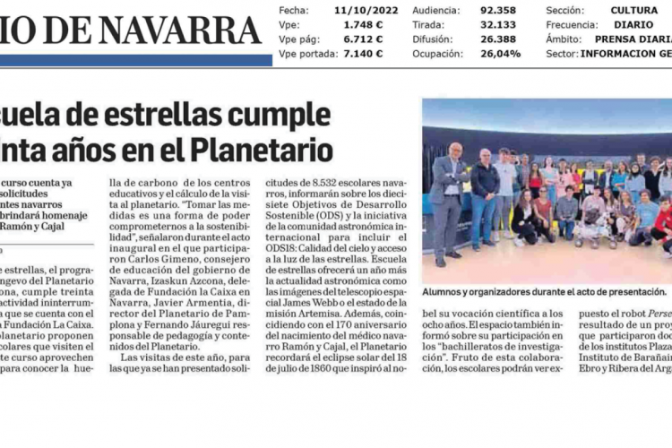 Fotografía del pantallazo de la noticia en la edición impresa del Diario de Navarra