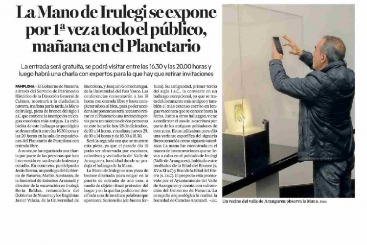 Fotografía del pantallazo de la noticia en la edición impresa del Diario de Noticias