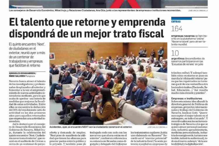 Fotografía del pantallazo de la noticia en la edición impresa del Diario de Navarra