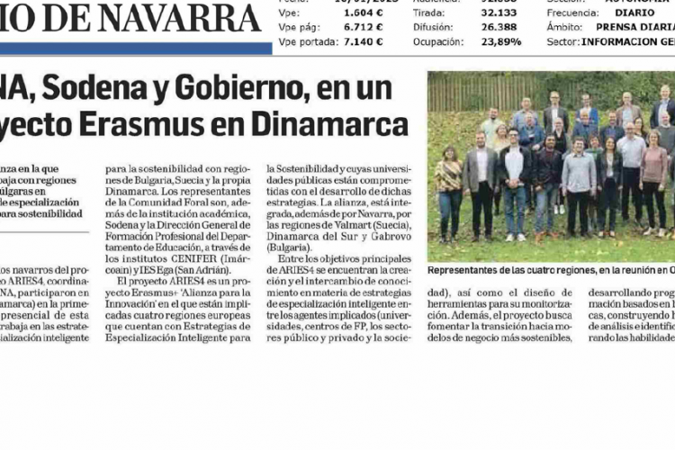 Fotografía del pantallazo de la noticia en la edición impresa del Diario de Navarra