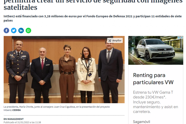 Fotografía del pantallazo de la noticia en la edición online del Diario de Navarra