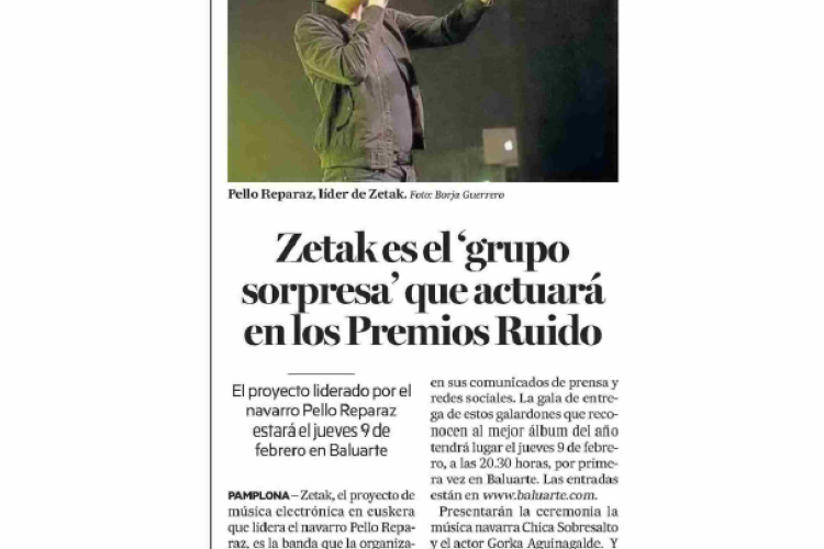 Fotografía del pantallazo de la noticia en la edición impresa del Diario de Noticias