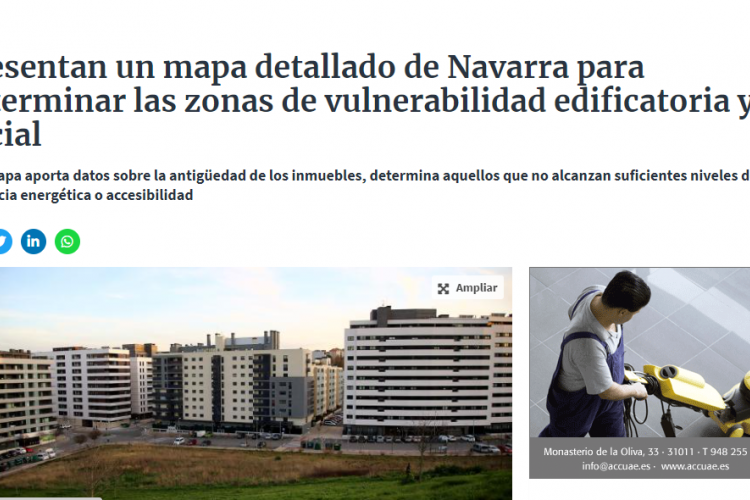 Fotografía del pantallazo de la noticia en la edición online del Diario de Navarra