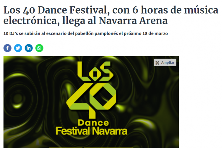 Fotografía del pantallazo de la noticia en la edición online del Diario de Navarra