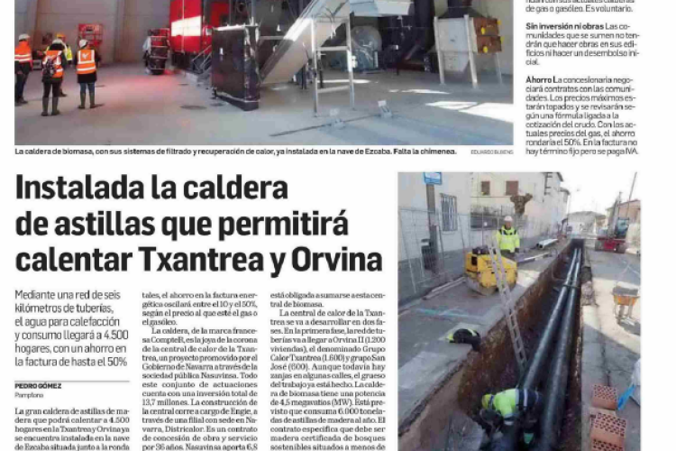 Fotografía del pantallazo de la noticia en la edición impresa del Diario de Navarra