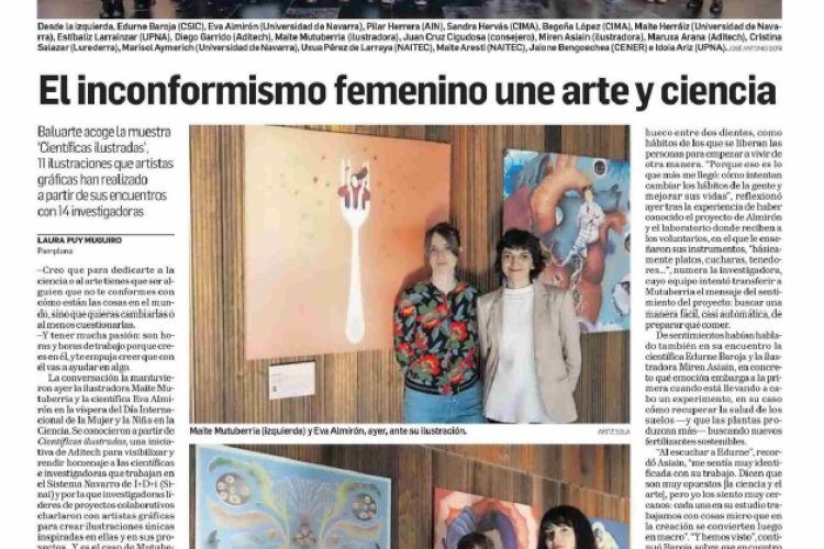 Fotografía del pantallazo de la noticia en la edición impresa del Diario de Navarra