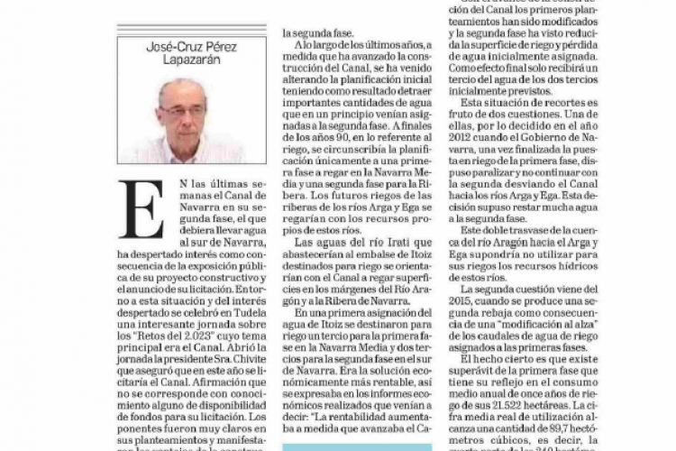 Fotografía del pantallazo de la noticia en la edición impresa del Diario de Navarra