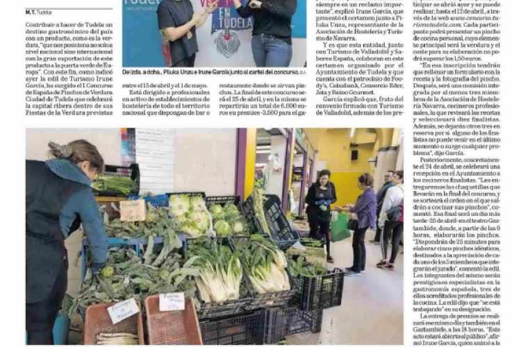 Fotografía del pantallazo de la noticia en la edición impresa del Diario de Navarra