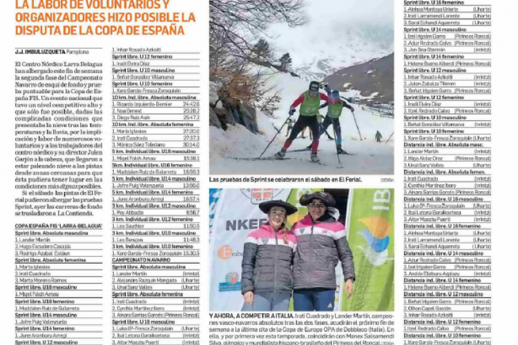 Fotografía del pantallazo de la noticia en la edición impresa del Diario de Navarra