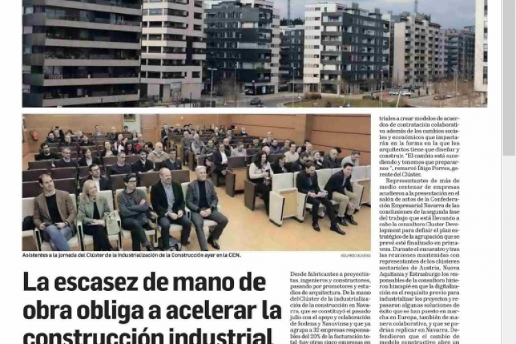 Fotografía del pantallazo de la noticia en la edición impresa del Diario de Navarra