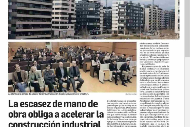 Fotografía del pantallazo de la noticia en la edición impresa del Diario de Navarra