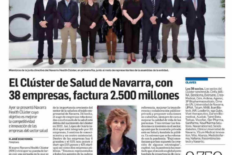 Fotografía del pantallazo de la noticia en la edición impresa del Diario de Navarra