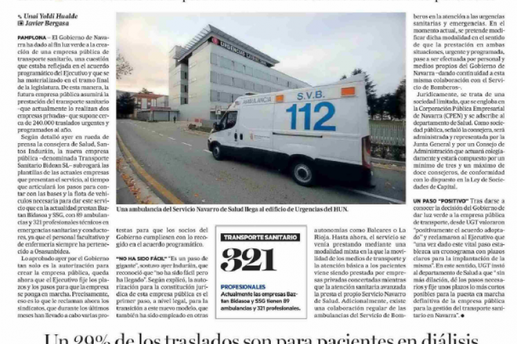 Fotografía del pantallazo de la noticia en la edición impresa del Diario de Noticias