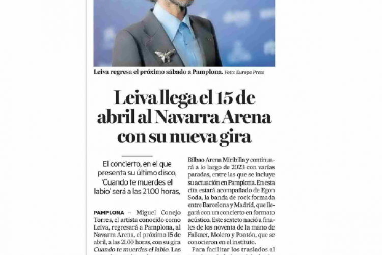 Fotografía del pantallazo de la noticia en la edición impresa del Diario de Noticias