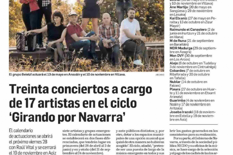 Fotografía del pantallazo de la noticia en la edición impresa del Diario de Navarra