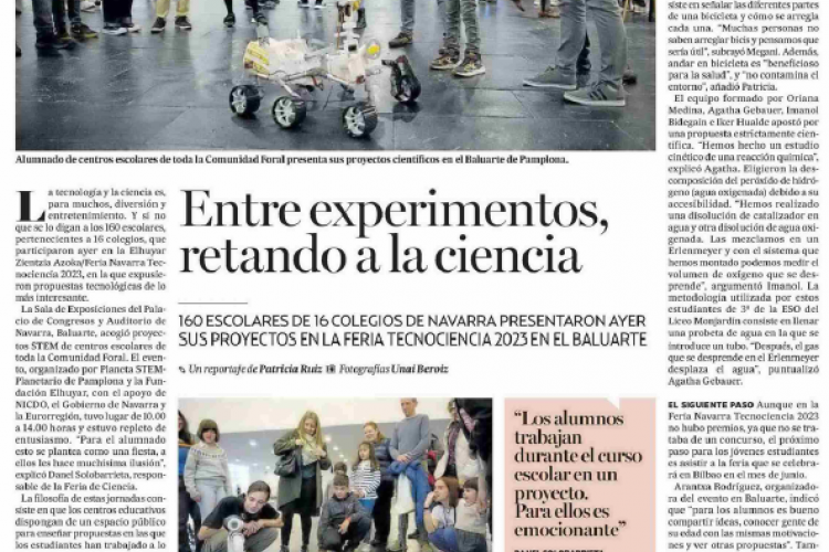 Fotografía del pantallazo de la noticia en la edición impresa del Diario de Noticias