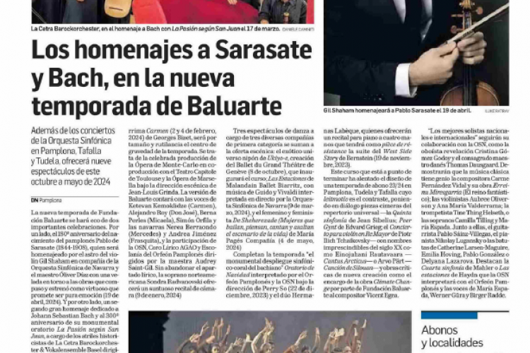 Fotografía del pantallazo de la noticia en la edición impresa del Diario de Navarra
