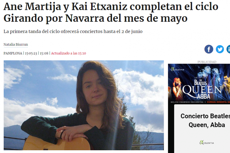 Fotografía del pantallazo de la noticia en la edición online del Diario de Noticias