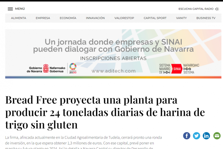 Fotografía del pantallazo de la noticia en la edición online de Navarra Capital 