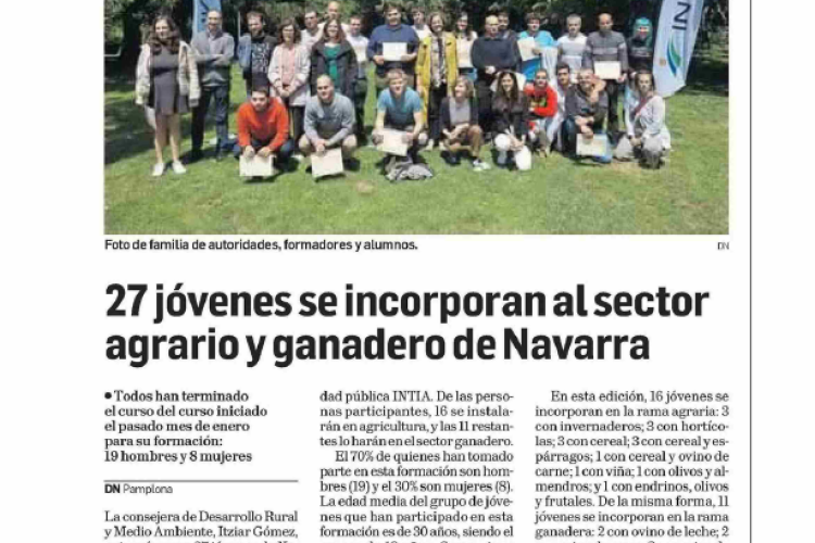Fotografía del pantallazo de la noticia en la edición impresa del Diario de Navarra