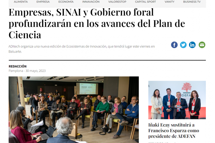 Fotografía del pantallazo de la noticia en la edición online de Navarra Capital 