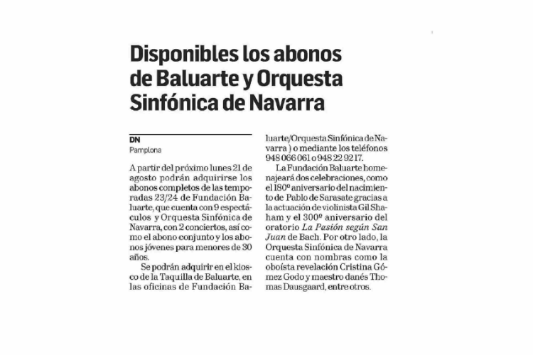 Fotografía del pantallazo de la noticia en la edición impresa del Diario de Navarra