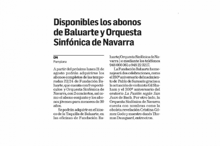 Fotografía del pantallazo de la noticia en la edición impresa del Diario de Navarra