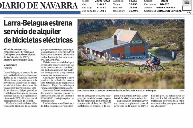 Fotografía del pantallazo de la noticia en la edición impresa del Diario de Navarra