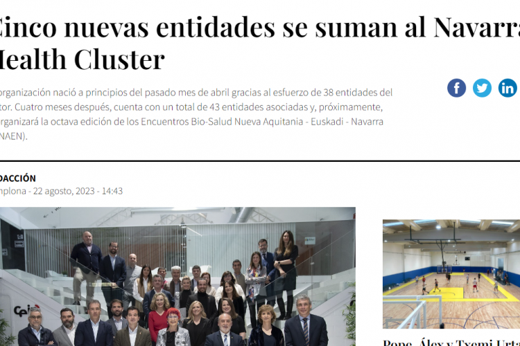 Fotografía del pantallazo de la noticia en la edición online de Navarra Capital 