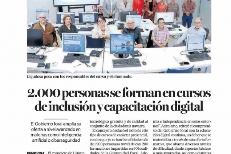 Fotografía del pantallazo de la noticia en la edición impresa del Diario de Noticias