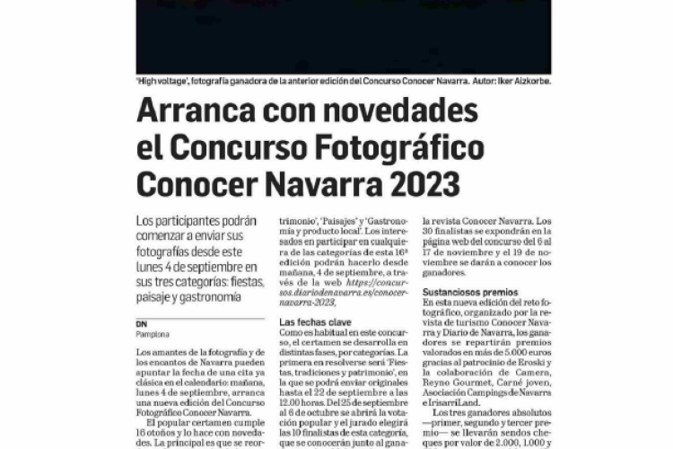 Fotografía del pantallazo de la noticia en la edición impresa de Diario de Navarra