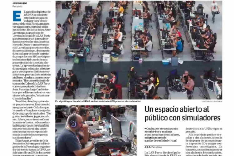 Fotografía del pantallazo de la noticia en la edición impresa del Diario de Navarra