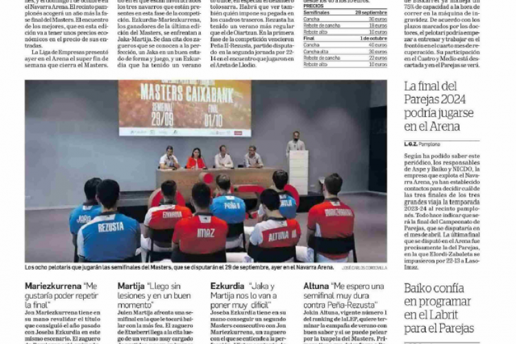 Fotografía del pantallazo de la noticia en la edición impresa del Diario de Navarra