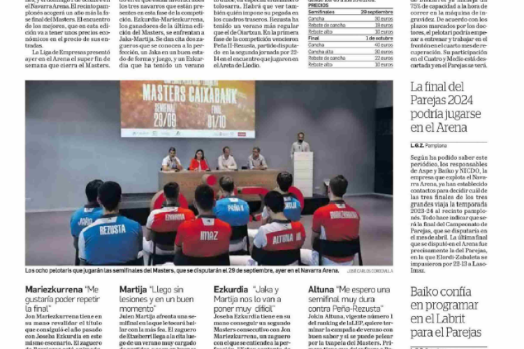 Fotografía del pantallazo de la noticia en la edición impresa del Diario de Navarra
